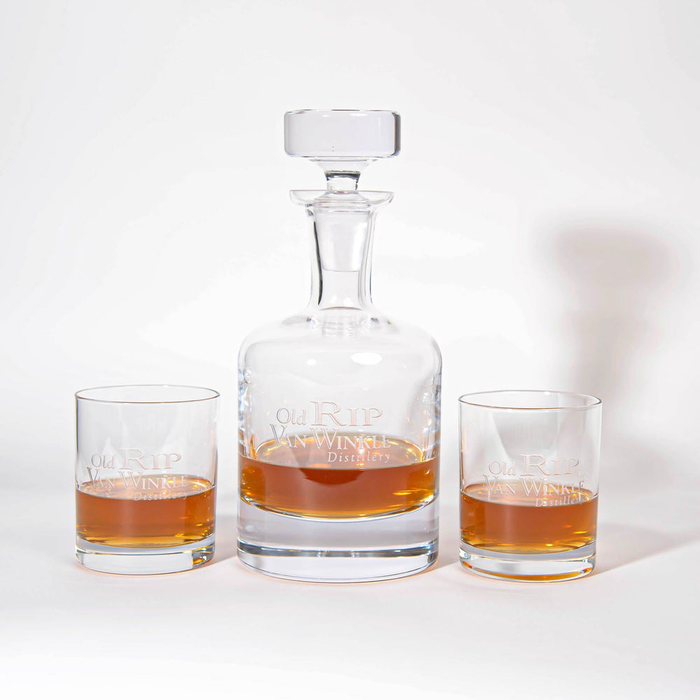 Old Rip Van Winkle Decanter & Set of 2 Rocks Glasses Home & Bar Pappy & Company