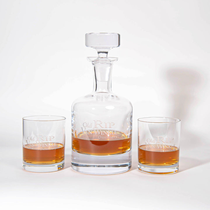Old Rip Van Winkle Decanter & Set of 2 Rocks Glasses Home & Bar Pappy & Company