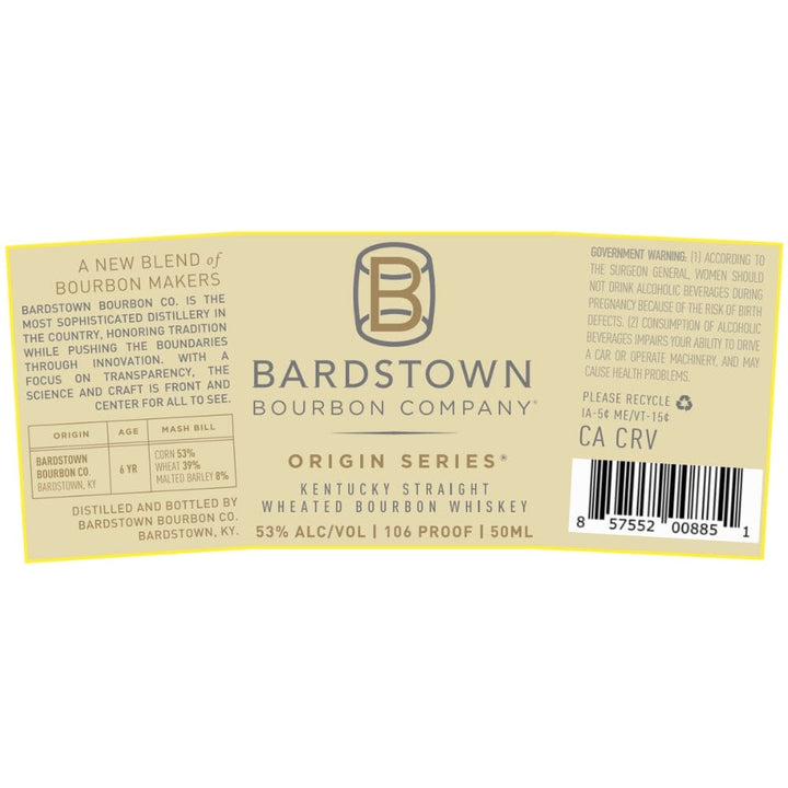 Bardstown Bourbon Origin Series Straight Wheated Bourbon Wheated Bourbon Bardstown Bourbon Company