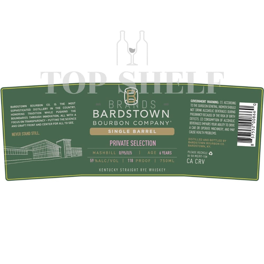 Bardstown Bourbon Single Barrel Private Selection Rye Rye Whiskey Bardstown Bourbon Company
