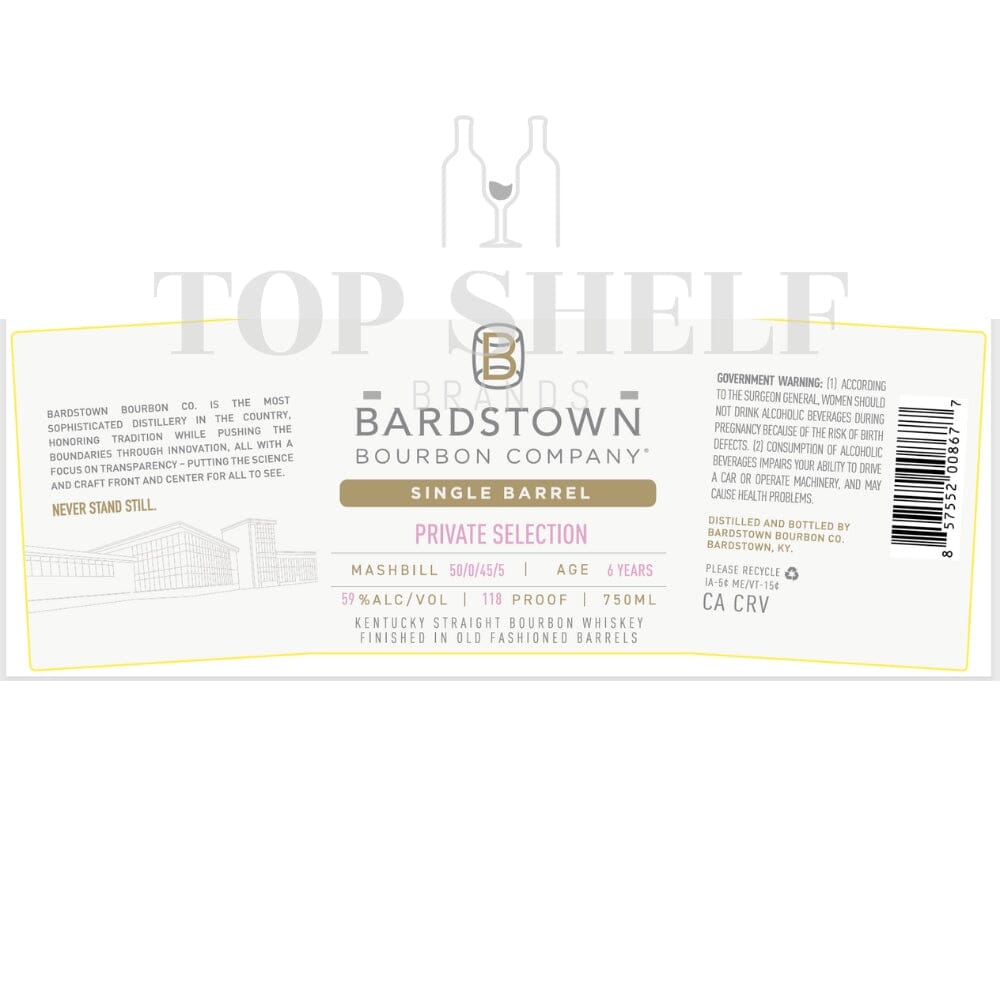 Bardstown Bourbon Private Selection Finished in Old Fashioned Barrels Bourbon Bardstown Bourbon Company