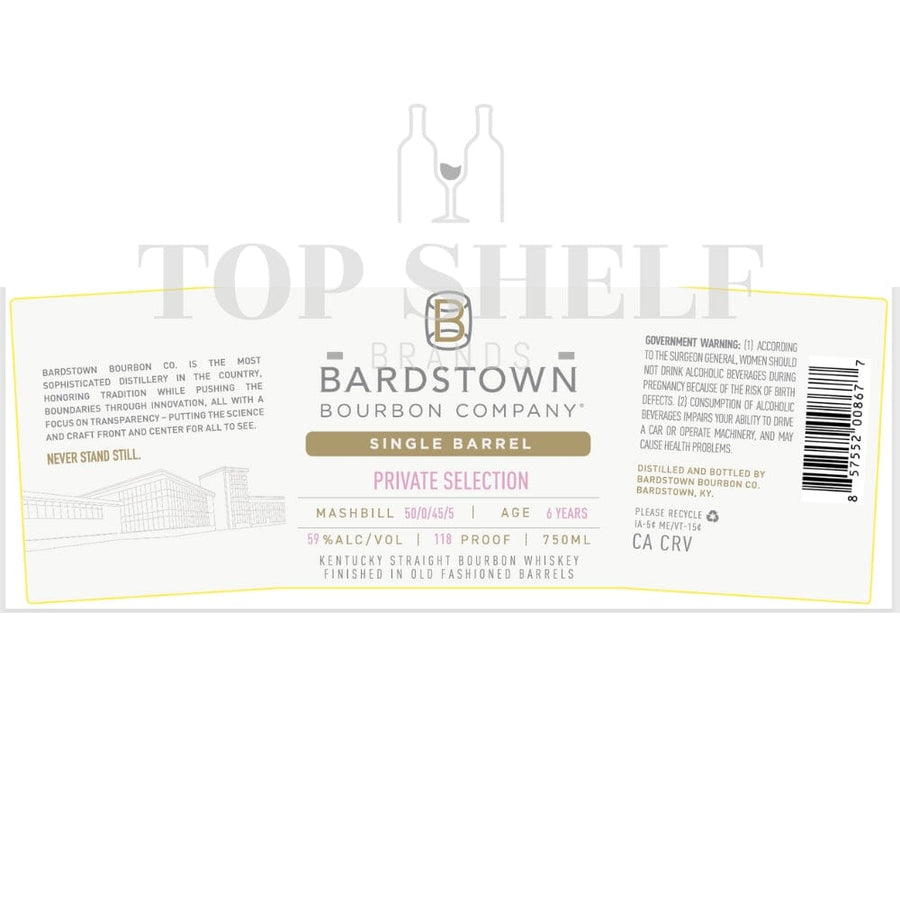 Bardstown Bourbon Private Selection Finished in Old Fashioned Barrels Bourbon Bardstown Bourbon Company