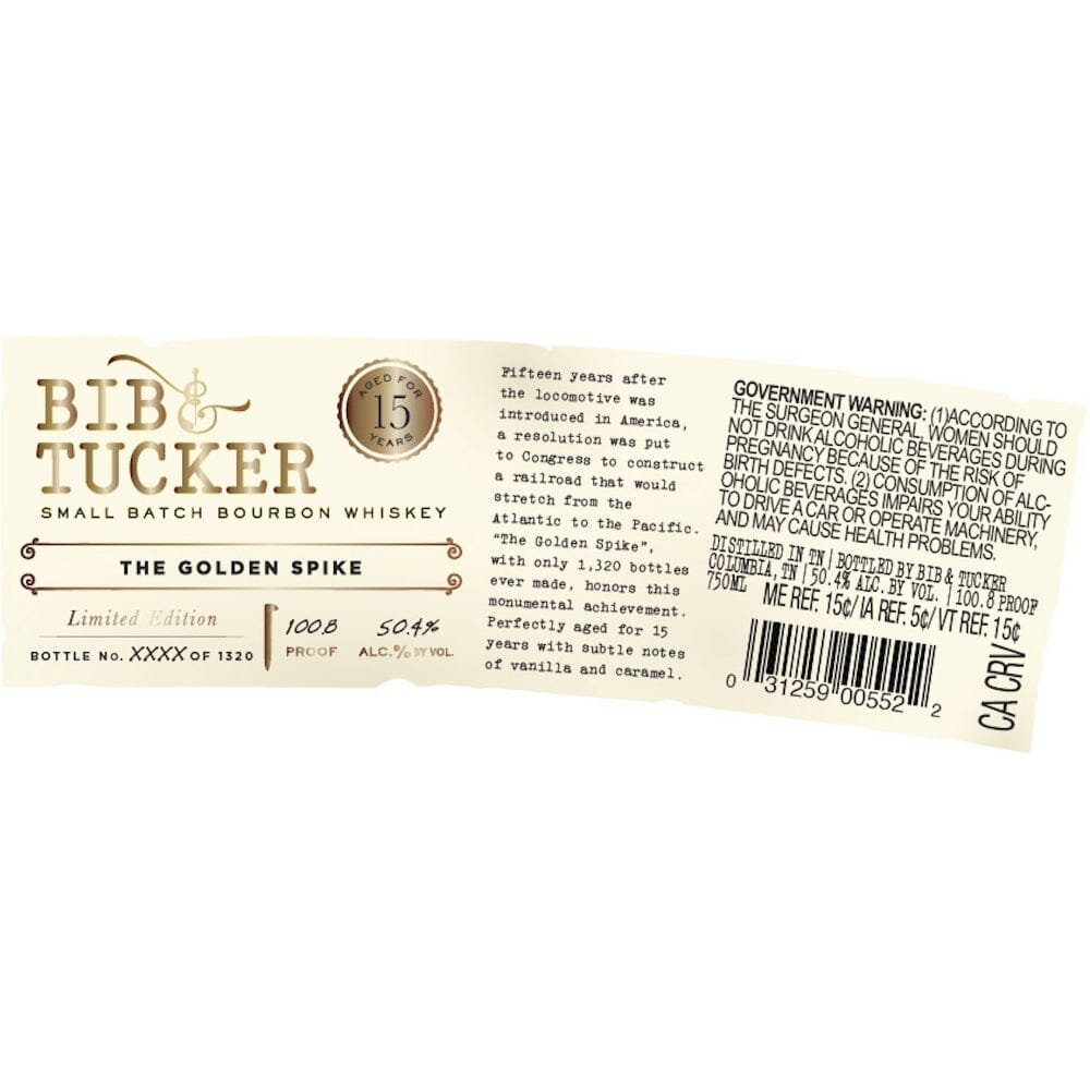 Bib & Tucker The Golden Spike 15 Year Old Bourbon Bourbon Bib & Tucker