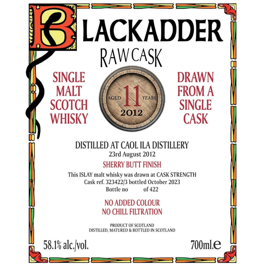Blackadder Raw Cask Caol Ila 11 Year Old 2012 Scotch Blackadder