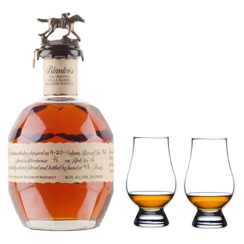 Blanton's Single Barrel Bourbon Whiskey & Glencairn Whiskey Glass Set Bourbon Blanton's Bourbon