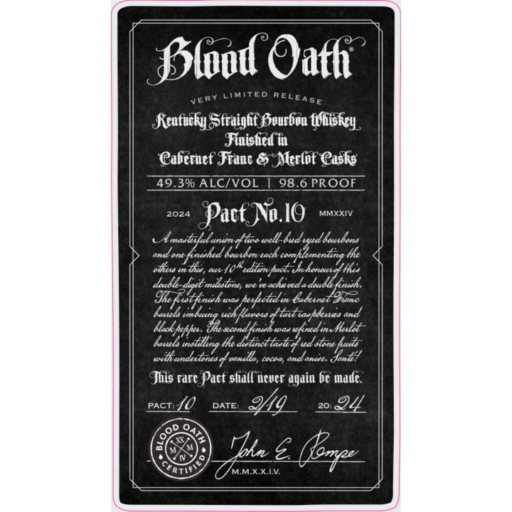 Blood Oath Pact No. 10 Bourbon Blood Oath