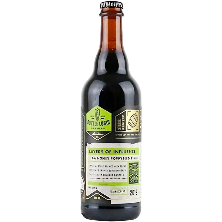 Bottle Logic Brewing Layers of Influence Barrel Aged Honey Poppyseed Stout 2019 Release Beer Bottle Logic Brewing