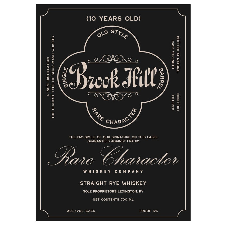 Brook Hill 10 Year Old Straight Rye Whiskey Rye Whiskey Rare Character Whiskey