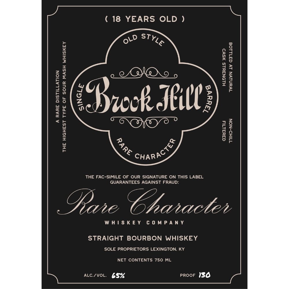Brook Hill 18 Year Old Straight Bourbon Whiskey Bourbon Rare Character Whiskey