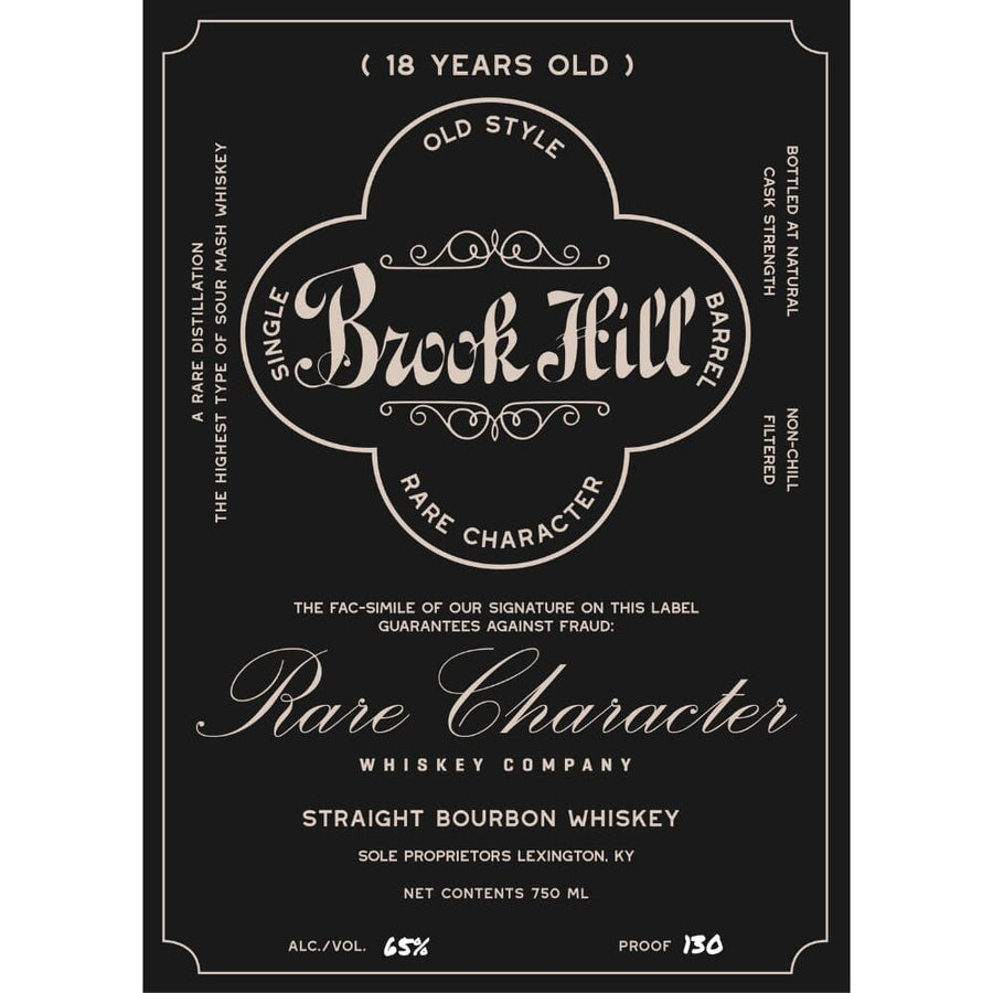Brook Hill 18 Year Old Straight Bourbon Whiskey Bourbon Rare Character Whiskey
