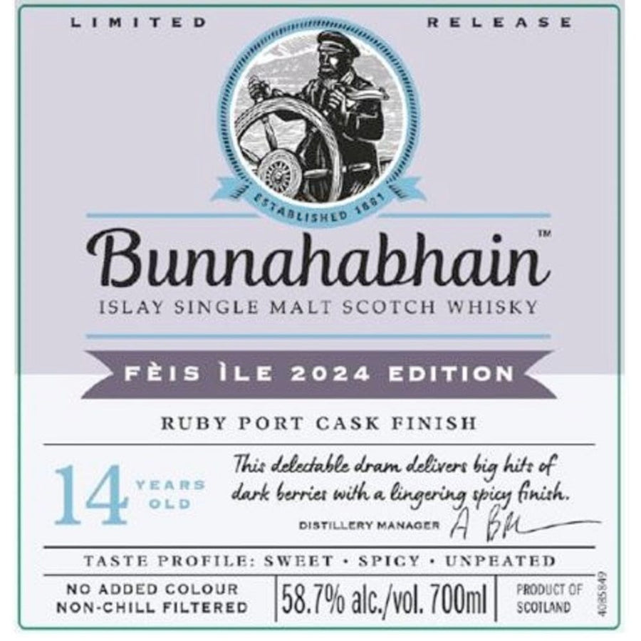 Bunnahabhain Fèis Ìle 2024 Ruby Port Cask Finish Scotch Bunnahabhain