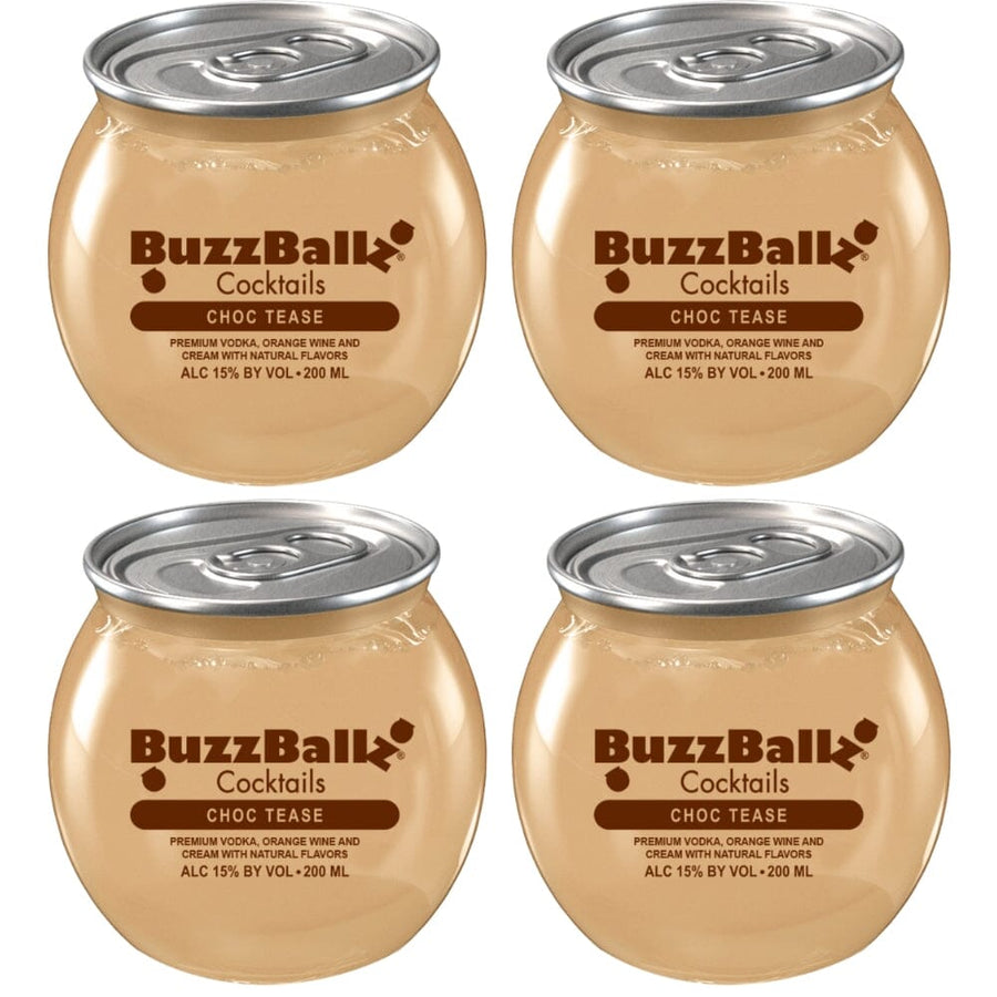 Buzzballz Choc Tease Pre-Mixed Cocktails 4-Pack Ready-To-Drink Cocktails Buzzballz