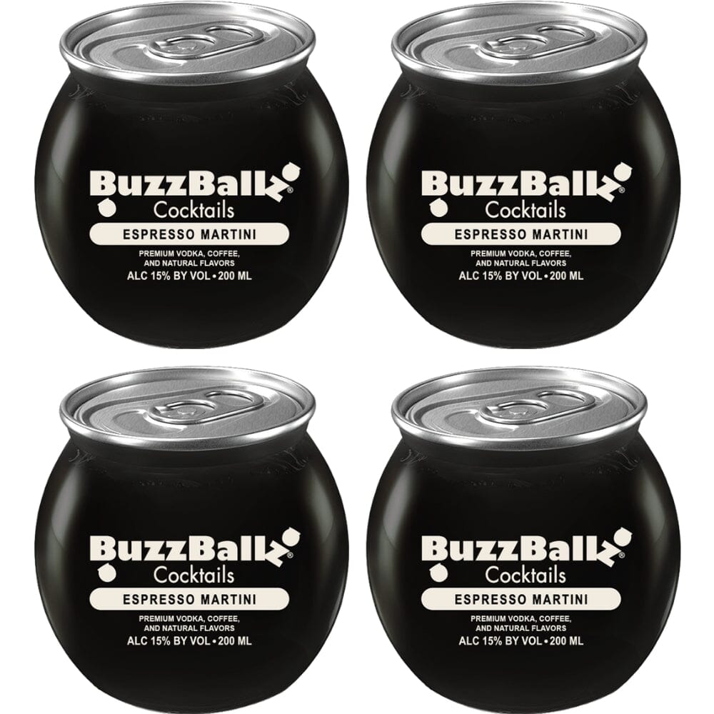 Buzzballz Espresso Martini Pre-Mixed Cocktails 4-Pack Ready-To-Drink Cocktails Buzzballz