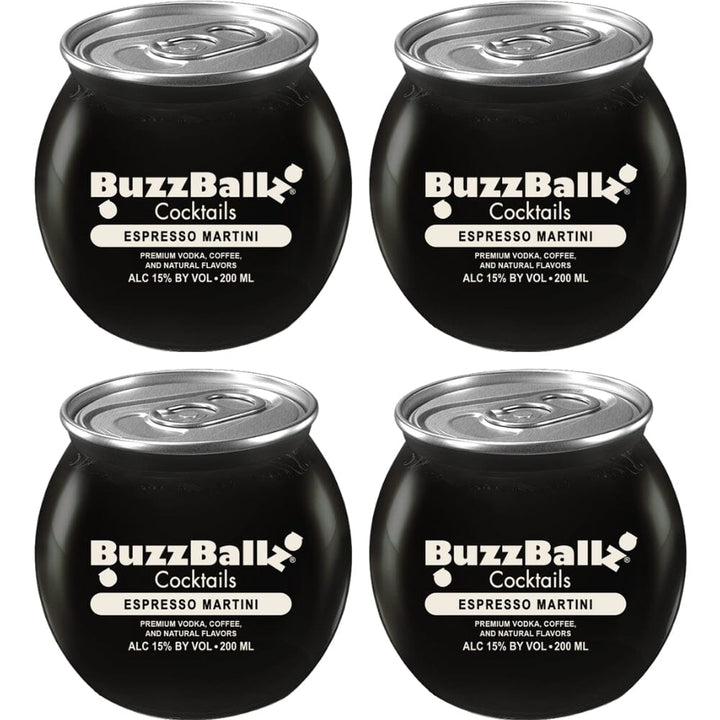 Buzzballz Espresso Martini Pre-Mixed Cocktails 4-Pack Ready-To-Drink Cocktails Buzzballz