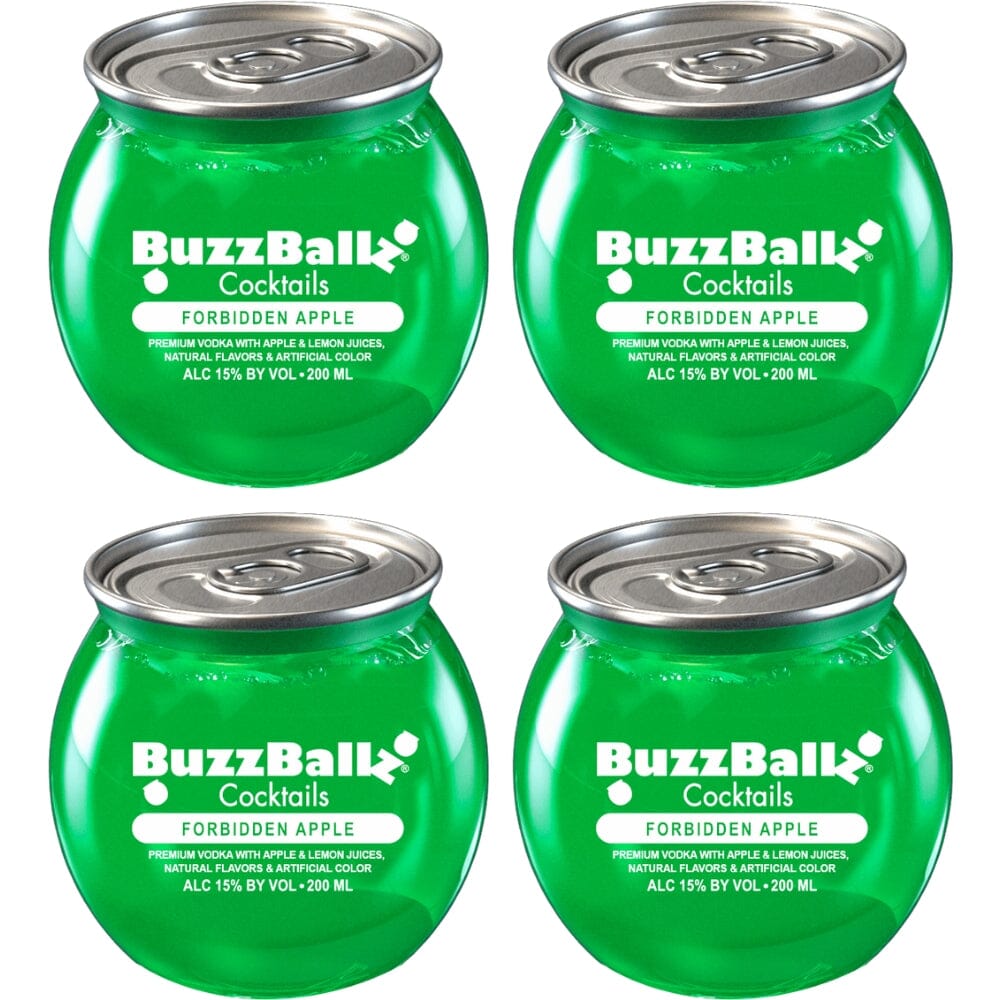 Buzzballz Forbidden Apple Pre-Mixed Cocktails 4-Pack Ready-To-Drink Cocktails Buzzballz