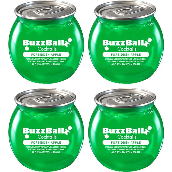 Buzzballz Forbidden Apple Pre-Mixed Cocktails 4-Pack Ready-To-Drink Cocktails Buzzballz