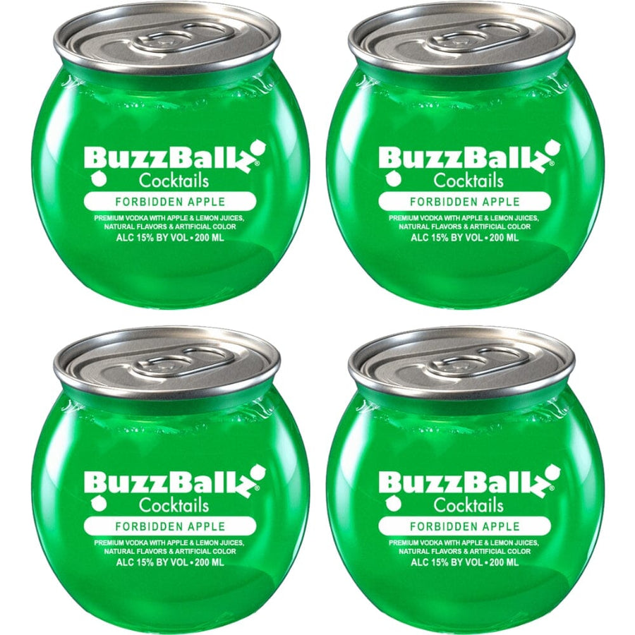 Buzzballz Forbidden Apple Pre-Mixed Cocktails 4-Pack Ready-To-Drink Cocktails Buzzballz