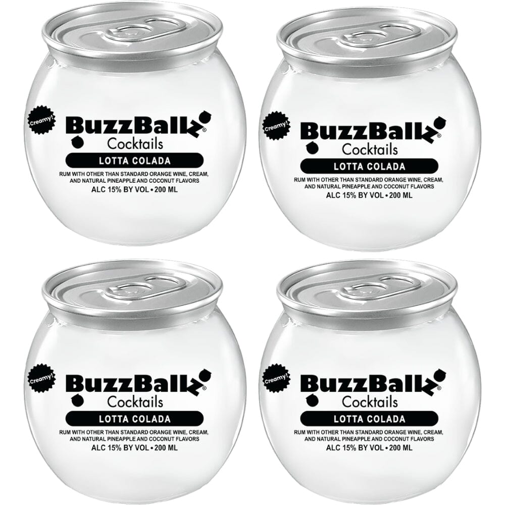 Buzzballz Lotta Colada Pre-Mixed Cocktails 4-Pack Ready-To-Drink Cocktails Buzzballz