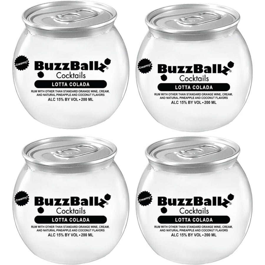 Buzzballz Lotta Colada Pre-Mixed Cocktails 4-Pack Ready-To-Drink Cocktails Buzzballz