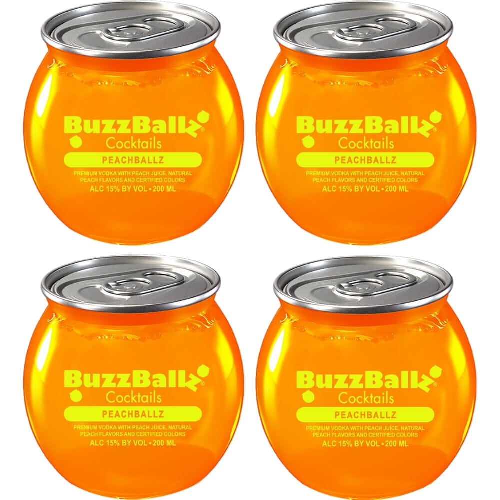Buzzballz Peachballz Pre-Mixed Cocktails 4-Pack Ready-To-Drink Cocktails Buzzballz