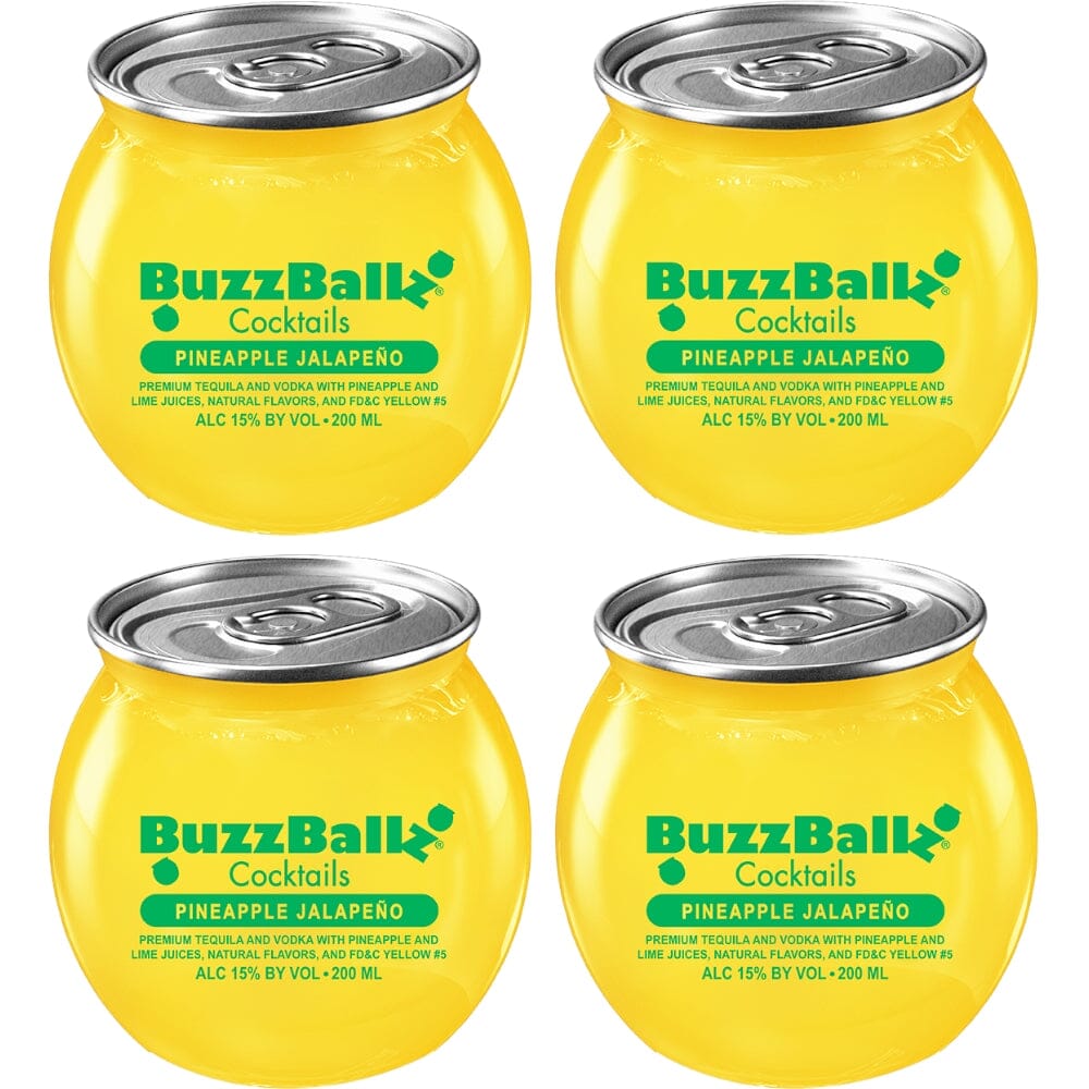 Buzzballz Pineapple Jalapeño Pre-Mixed Cocktails 4-Pack Ready-To-Drink Cocktails Buzzballz