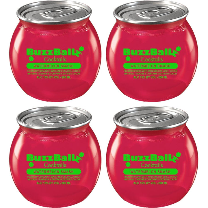 Buzzballz Watermelon Smash Pre-Mixed Cocktails 4-Pack Ready-To-Drink Cocktails Buzzballz