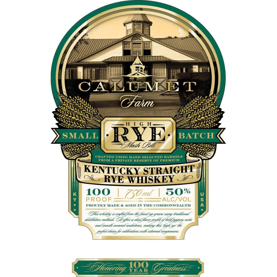 Calumet Farm 100th Anniversary High Rye Mashbill Rye Rye Whiskey Calumet Farm
