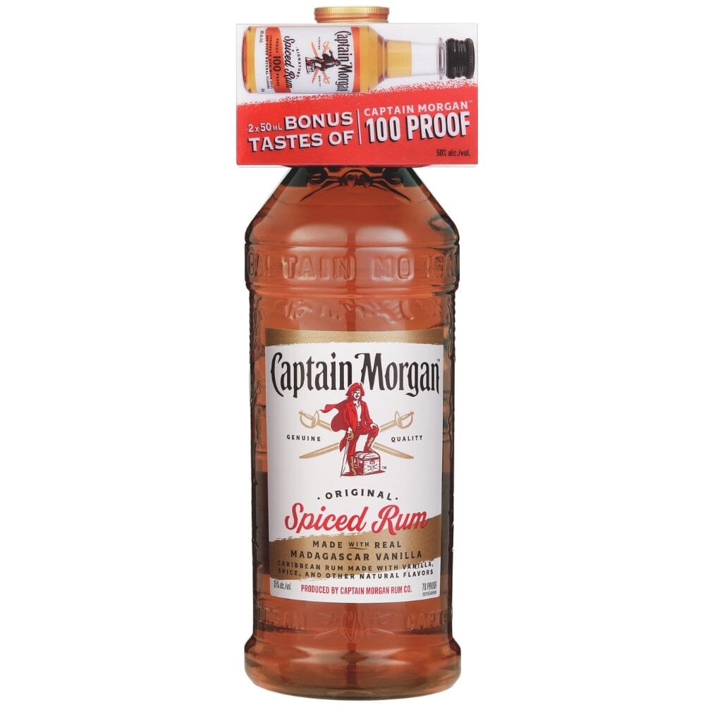 Captain Morgan 1.75L W/2 x 50ml 100 Proof Mini Bottles Rum Captain Morgan