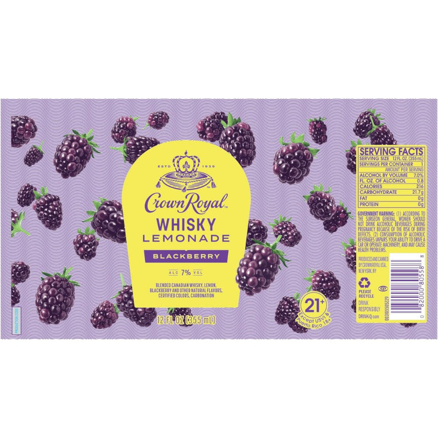 Crown Royal Whisky Lemonade Blackberry Canned Cocktail Canned Cocktails Crown Royal