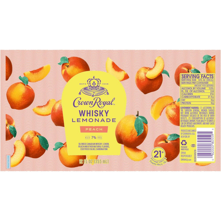 Crown Royal Whisky Lemonade Peach Canned Cocktail Canned Cocktails Crown Royal