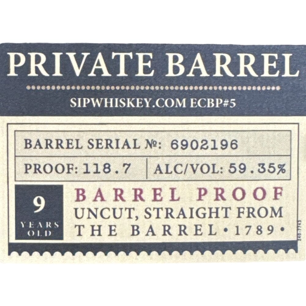 Elijah Craig Single Barrel Barrel Proof Selected by Sip Whiskey 118.7 Proof Bourbon Elijah Craig