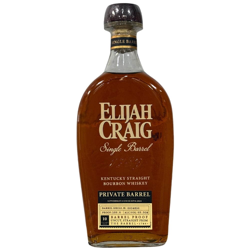 Elijah Craig Single Barrel Barrel Proof Selected by Sip Whiskey 126.6 Proof Bourbon Elijah Craig