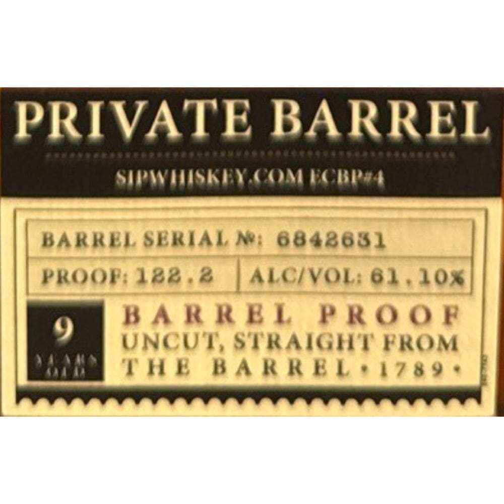 Elijah Craig Single Barrel Barrel Proof Selected by Sip Whiskey Bourbon Elijah Craig