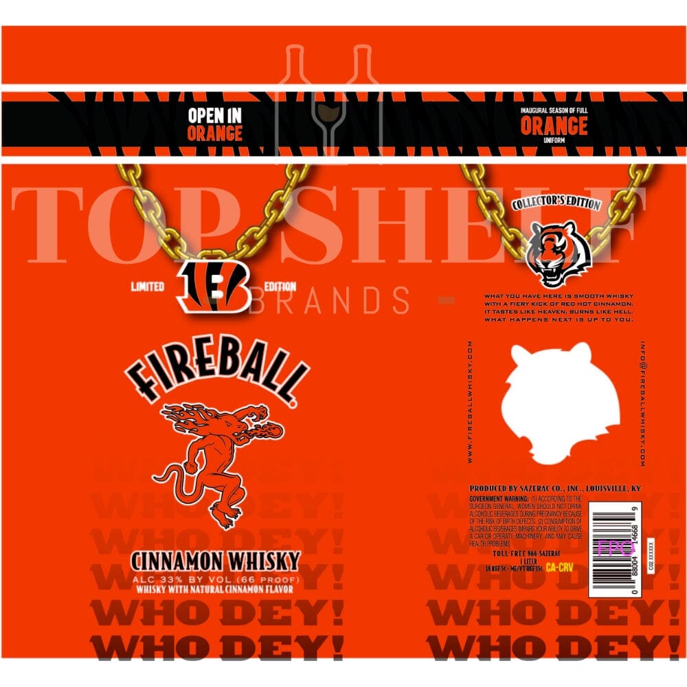 Fireball Cincinnati Bengals Collector’s Edition Cinnamon Whiskey Flavored Whiskey Fireball