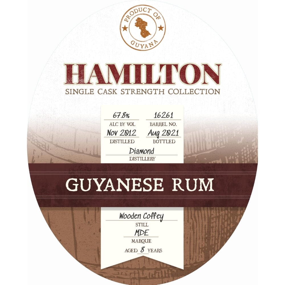 Hamilton Demerara #16261 by Diamond Distillery Guyana 2012 Rum Hamilton