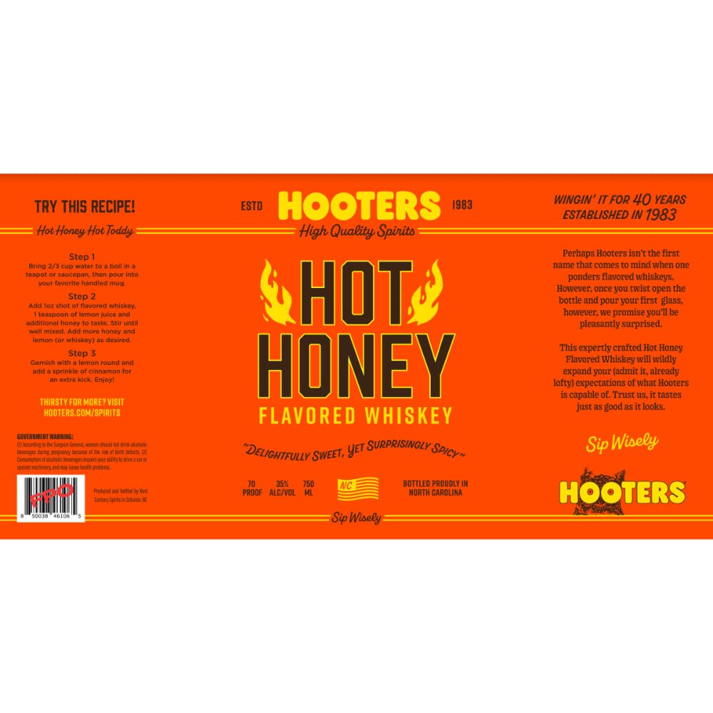 Hooters Hot Honey Flavored Whiskey Flavored Whiskey Hooters Spirits