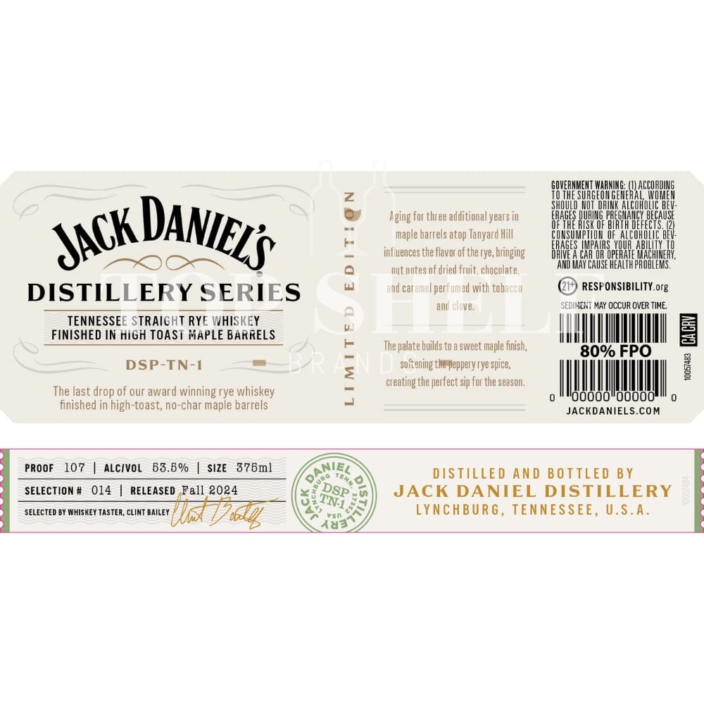 Jack Daniel’s Distillery Series No. 14 High Toast Maple Finished Rye Rye Whiskey Jack Daniel's