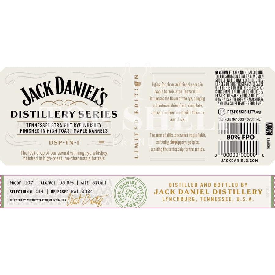 Jack Daniel’s Distillery Series No. 14 High Toast Maple Finished Rye Rye Whiskey Jack Daniel's