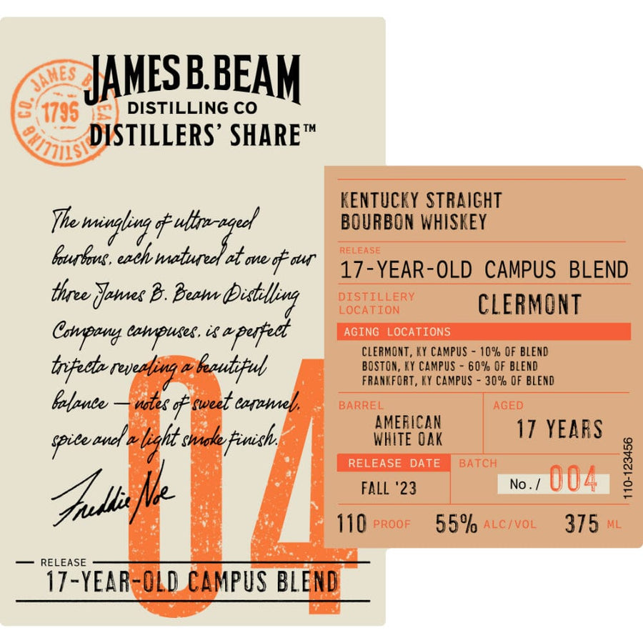 James B. Beam Distillers' Share 04 17 Year Old Campus Blend Bourbon James B. Beam