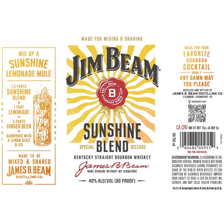 Jim Beam Sunshine Blend Kentucky Straight Bourbon Bourbon Jim Beam