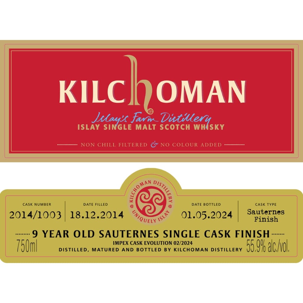 Kilchoman 9 Year Old Sauternes Cask ImpEx Cask Evolution 02/2024 Scotch Kilchoman