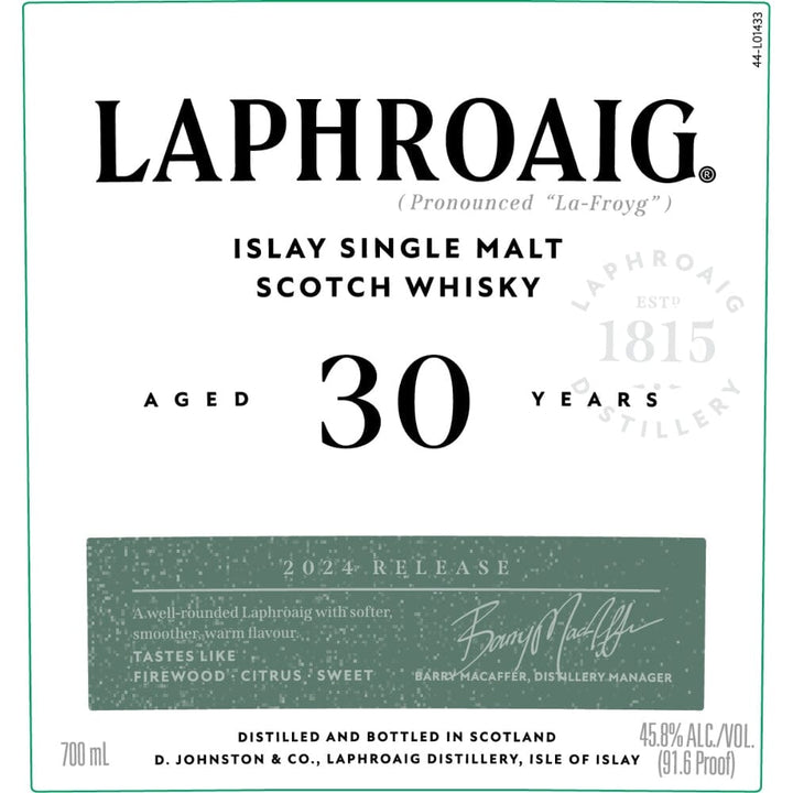 Laphroaig 30 Year Old 2024 Release Scotch Whisky Laphroaig