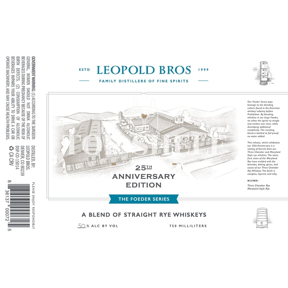 Leopold Bros 25th Anniversary Edition The Foeder Series Rye Rye Whiskey Leopold Bros