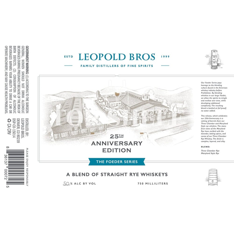 Leopold Bros 25th Anniversary Edition The Foeder Series Rye Rye Whiskey Leopold Bros