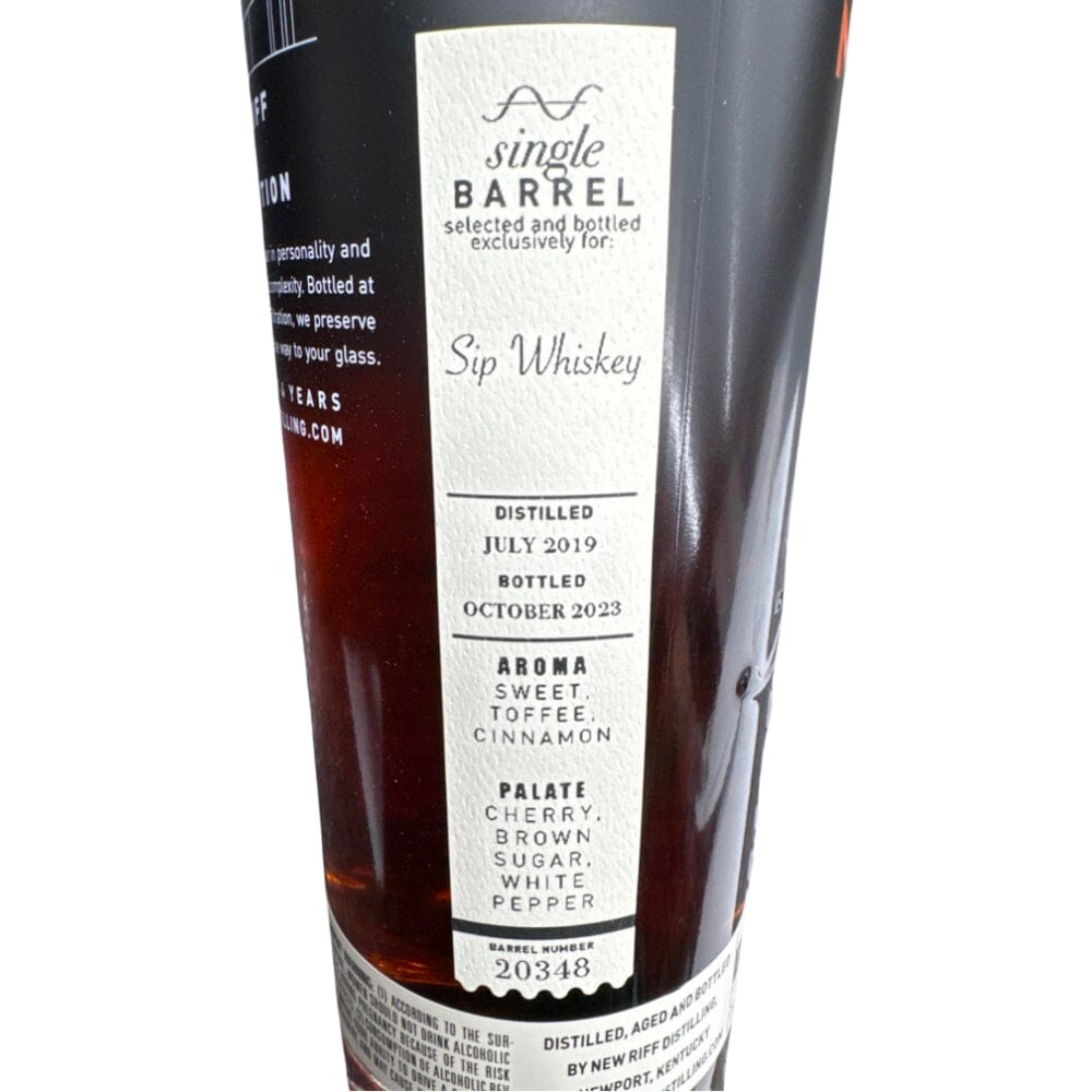 New Riff X Sip Whiskey Single Barrel Select Bourbon New Riff Distilling