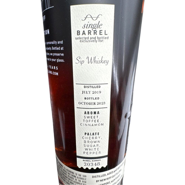 New Riff X Sip Whiskey Single Barrel Select Bourbon New Riff Distilling
