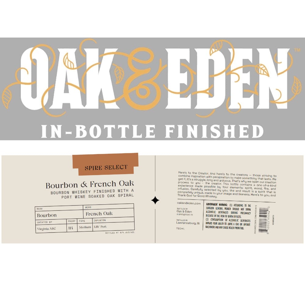 Oak & Eden Spire Select Bourbon & French Oak Bourbon Oak & Eden