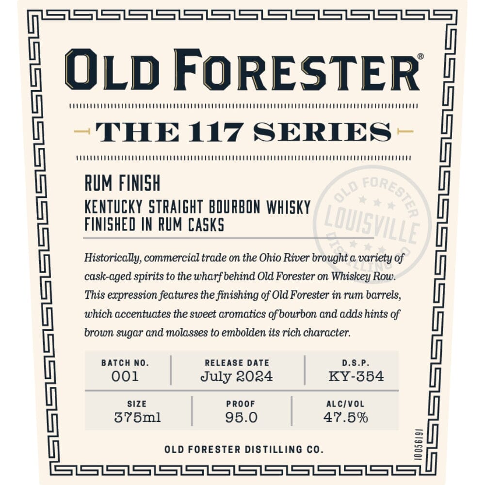 Old Forester The 117 Series Rum Finish 2024 Release Bourbon Old Forester