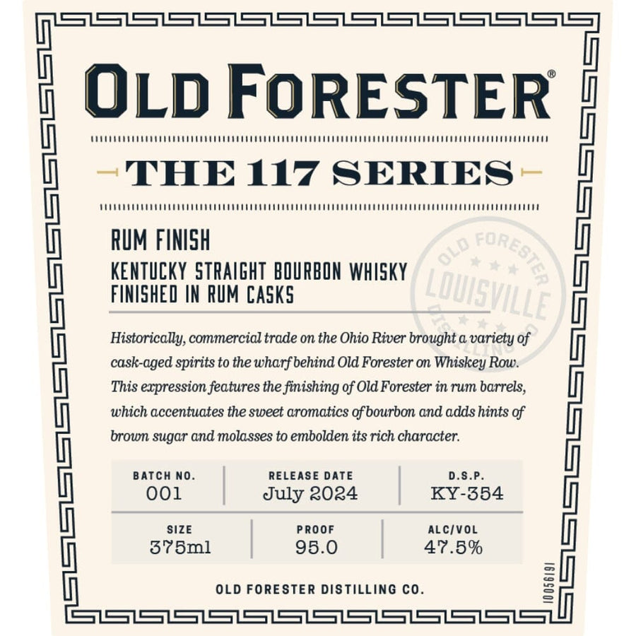 Old Forester The 117 Series Rum Finish 2024 Release Bourbon Old Forester