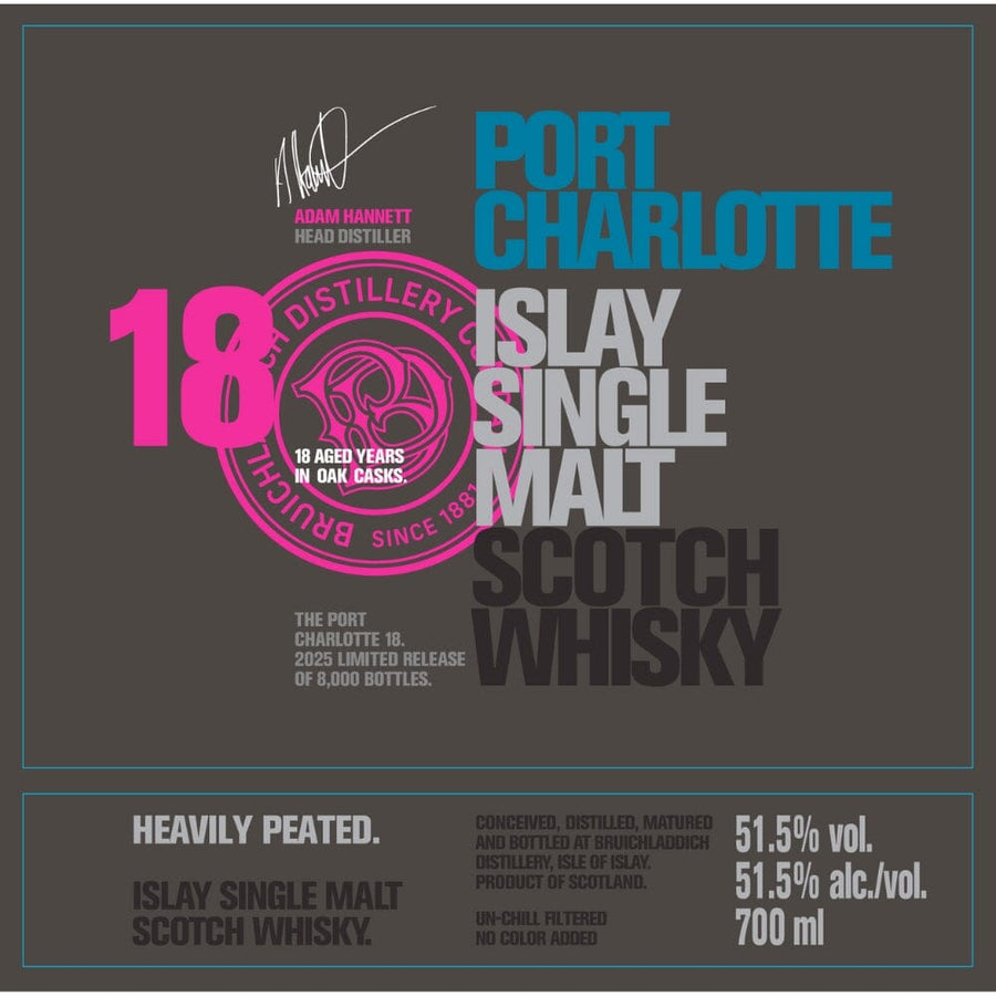 Port Charlotte 18 Year Old 2025 Release Scotch Port Charlotte